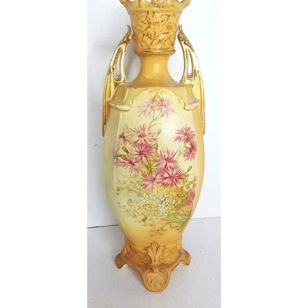 Antique Royal Wettina Robert Hanke Austrian Art Nouveau Floral Porcelain Vase